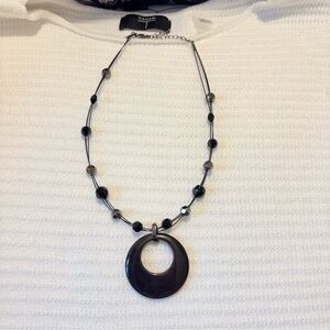 New York & Company Black and Silver Pendant Necklace